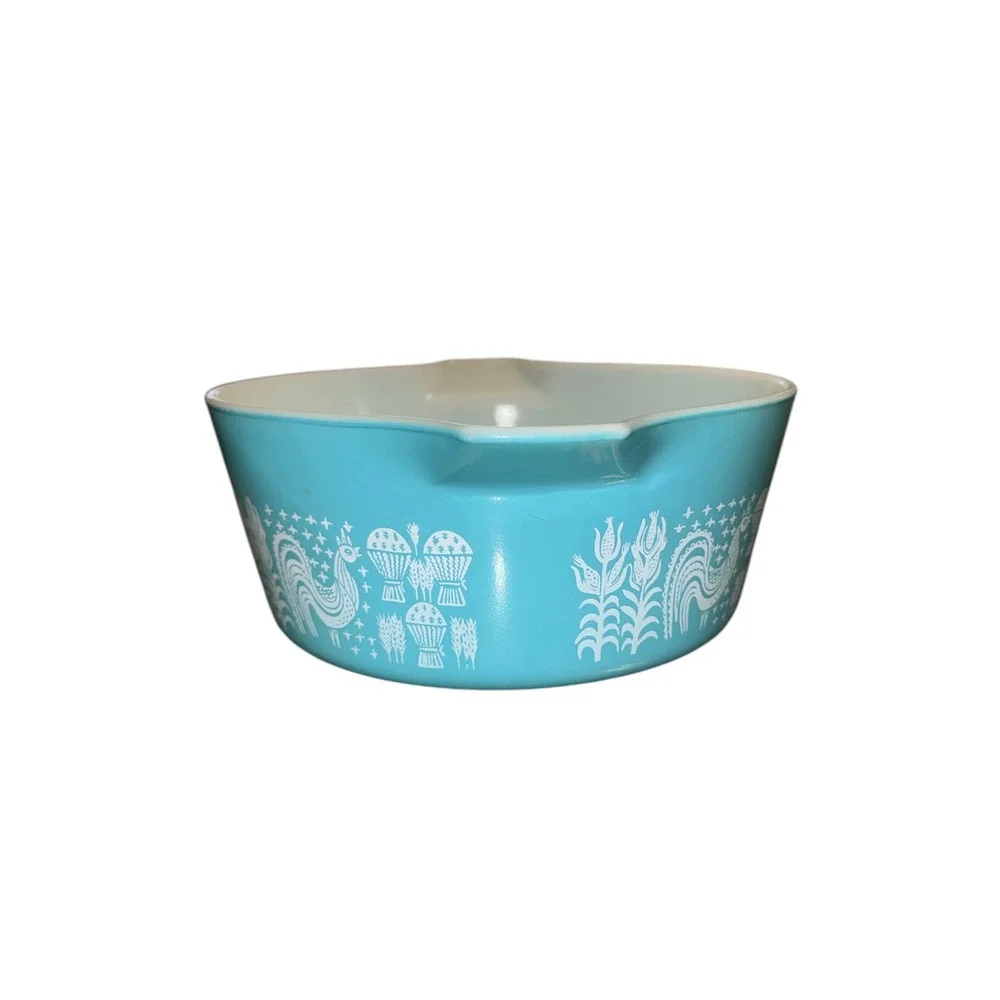 Vintage Pyrex Butterprint Turquoise Cinderella Mixing Bowl 442 2.5 Qt Amish
